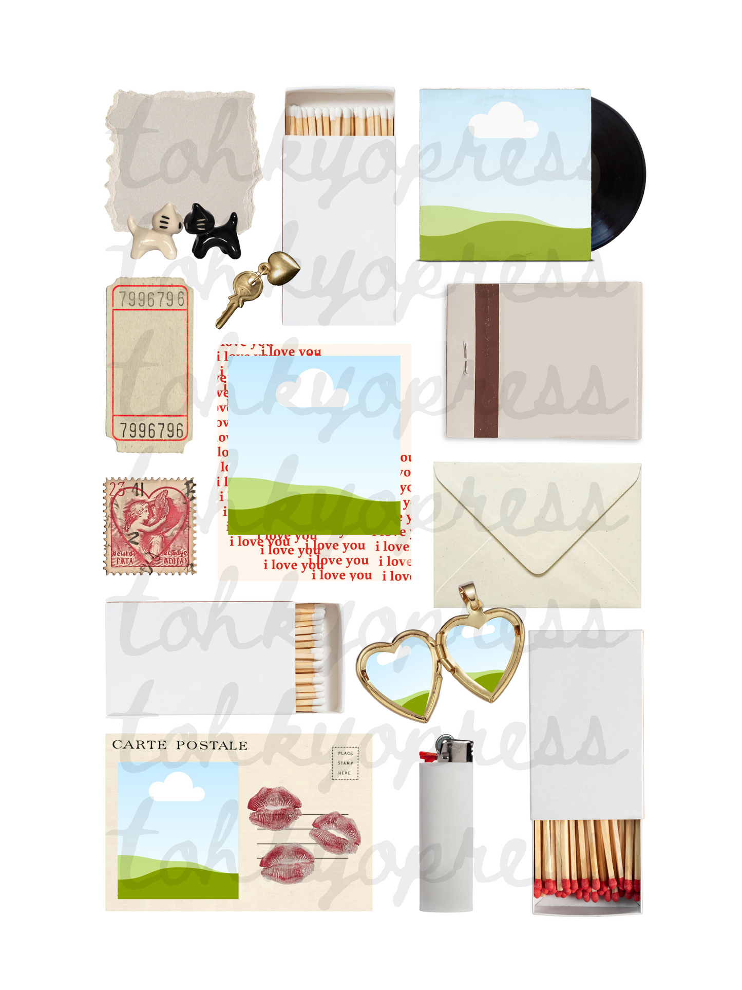 'I Love You' Matchbox Print Template