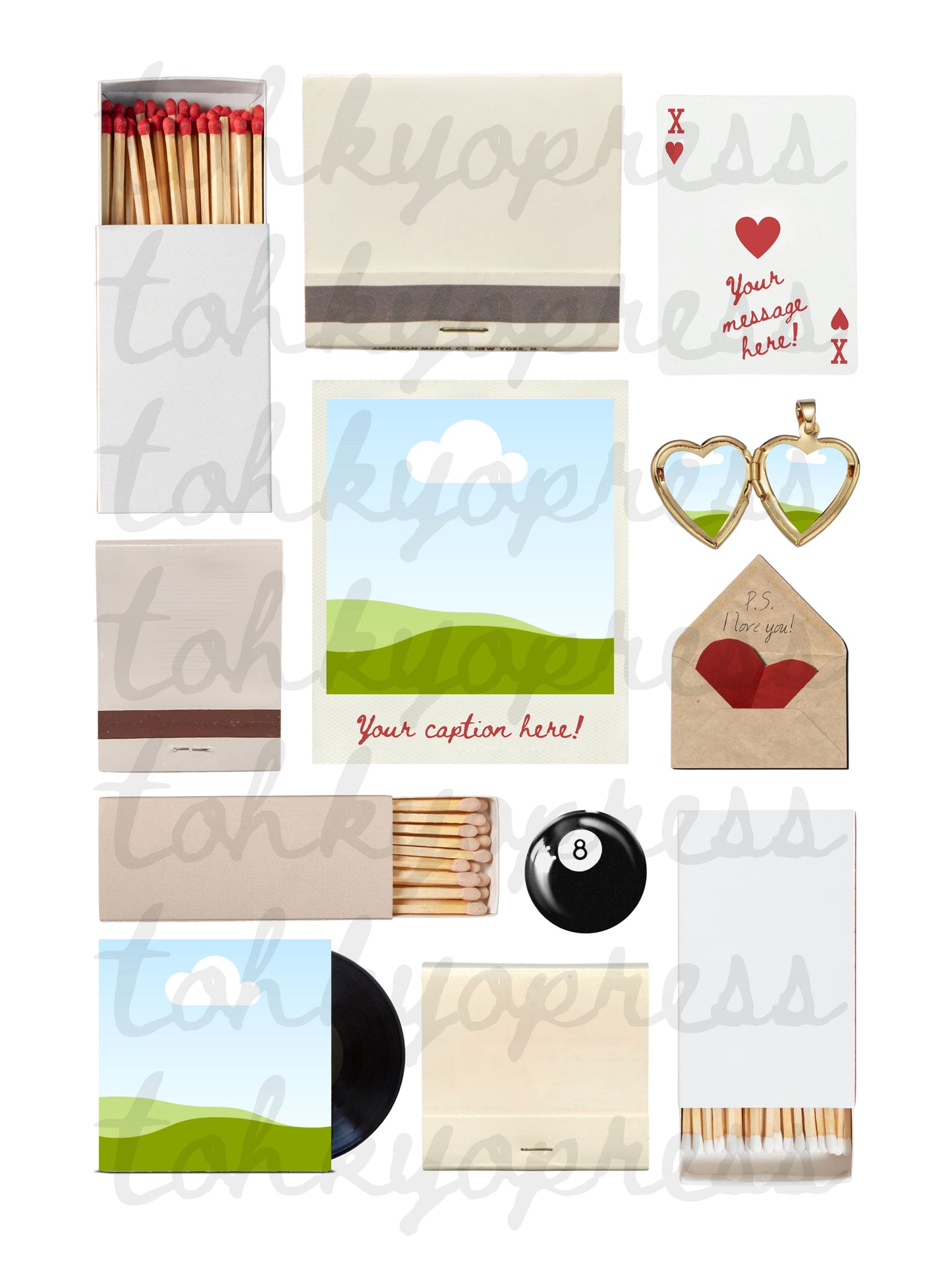 'P.S. I love you!' Matchbox Print Template