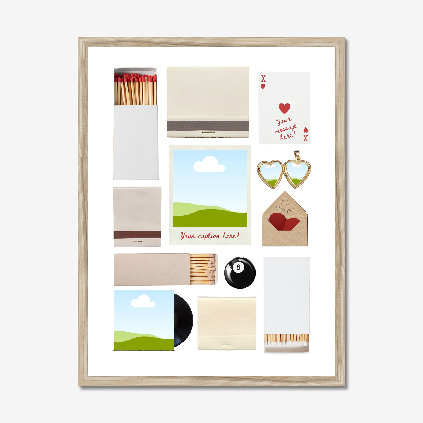 'P.S. I love you!' Matchbox Print Template