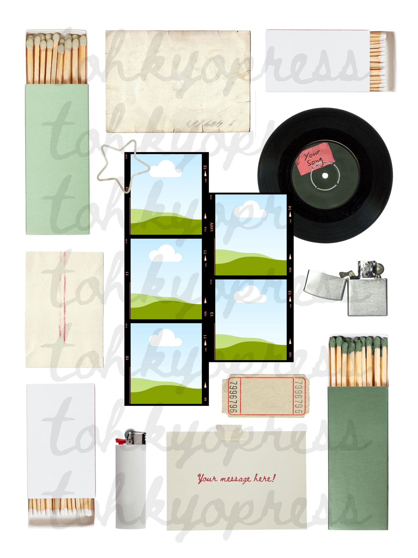 Green Film Matchbox Print Template